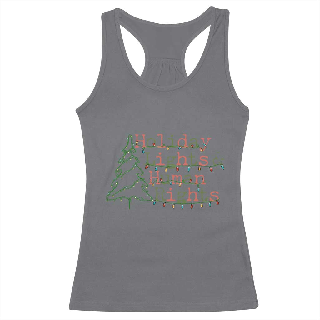 Xmas Holiday Lights And Human Rights Racerback Tank Top Equality Supporter Gift - Wonder Print Shop