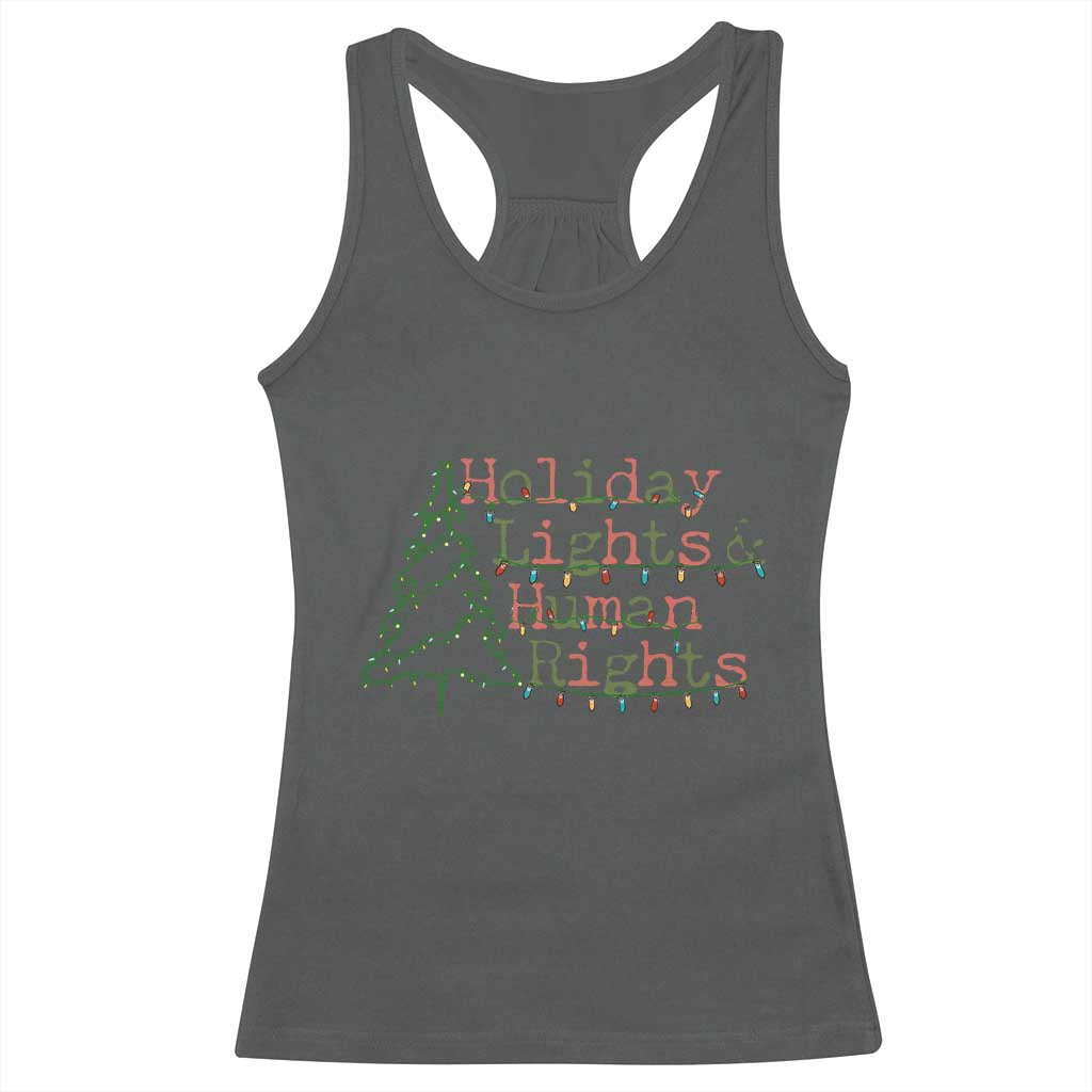 Xmas Holiday Lights And Human Rights Racerback Tank Top Equality Supporter Gift - Wonder Print Shop