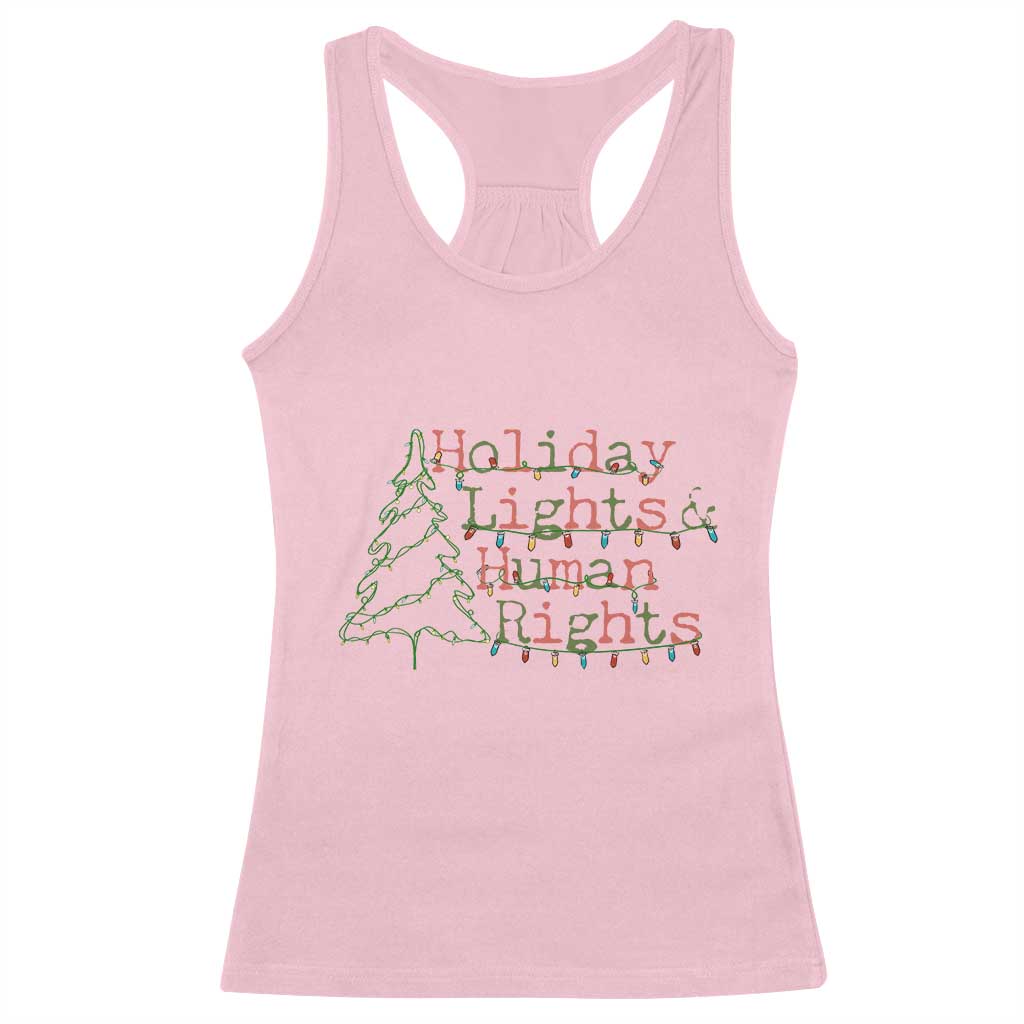 Xmas Holiday Lights And Human Rights Racerback Tank Top Equality Supporter Gift - Wonder Print Shop