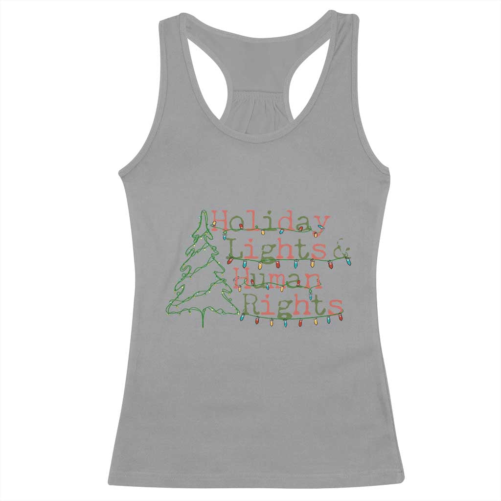 Xmas Holiday Lights And Human Rights Racerback Tank Top Equality Supporter Gift - Wonder Print Shop