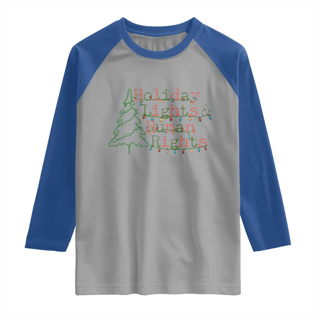 Xmas Holiday Lights And Human Rights Raglan Shirt Equality Supporter Gift - Wonder Print Shop