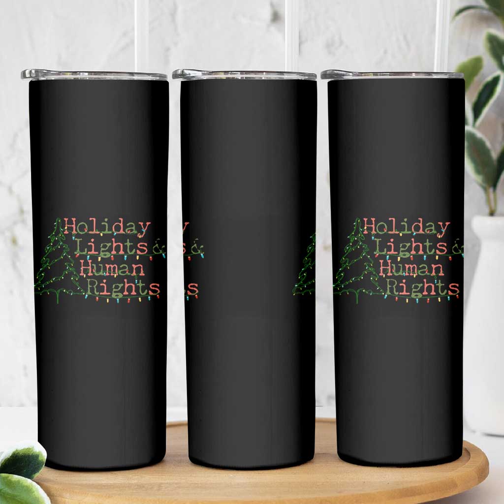 Xmas Holiday Lights And Human Rights Skinny Tumbler Equality Supporter Gift - Wonder Print Shop