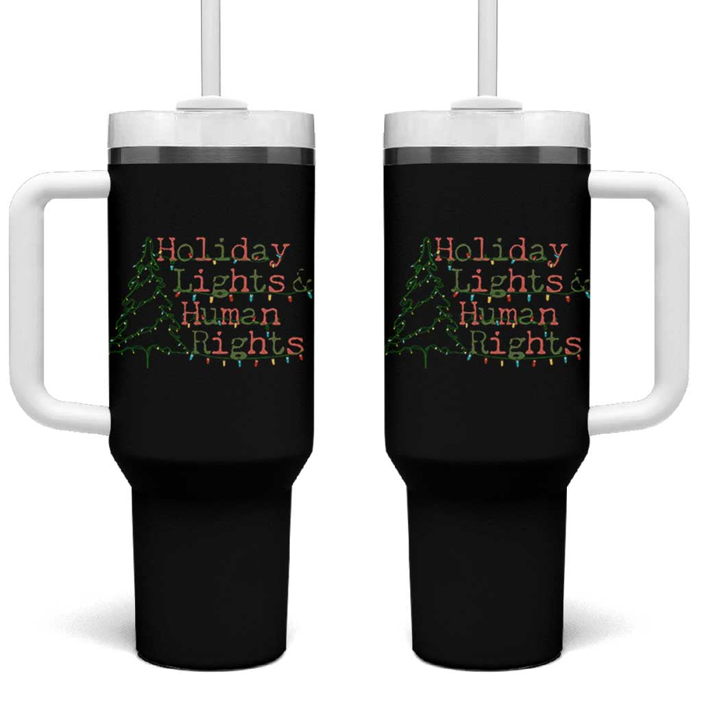Xmas Holiday Lights And Human Rights Tumbler With Handle Equality Supporter Gift - Wonder Print Shop