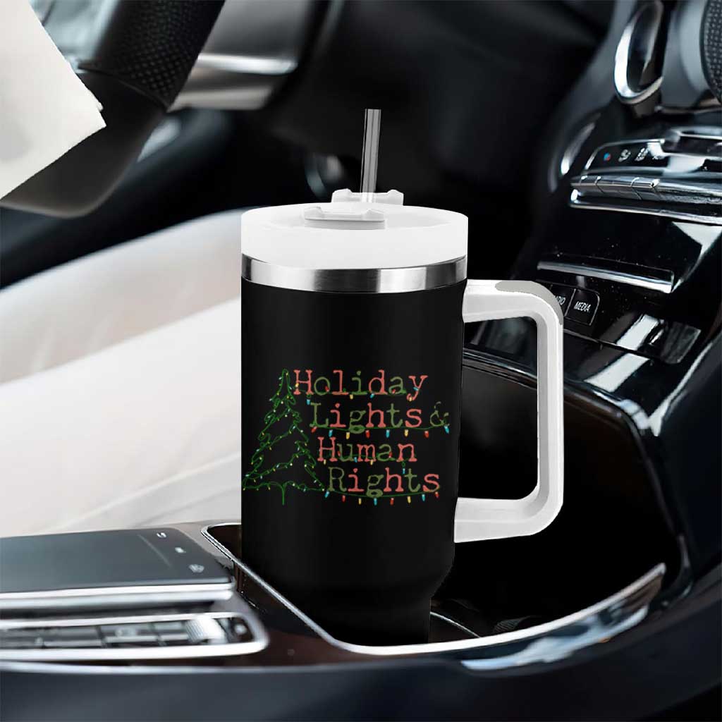 Xmas Holiday Lights And Human Rights Tumbler With Handle Equality Supporter Gift - Wonder Print Shop