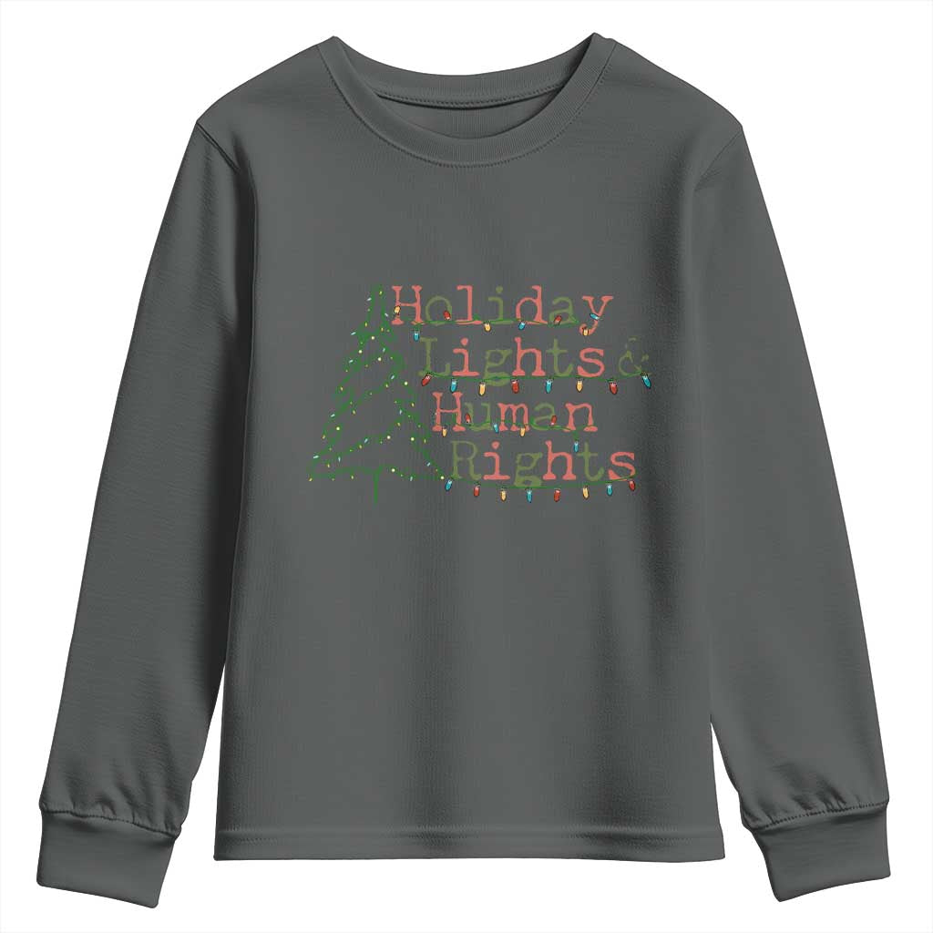Xmas Holiday Lights And Human Rights Youth Sweatshirt Equality Supporter Gift - Wonder Print Shop