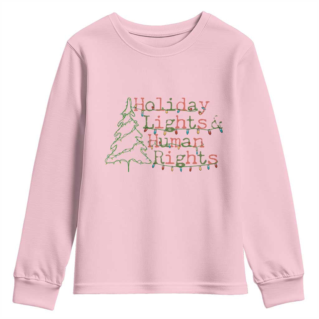 Xmas Holiday Lights And Human Rights Youth Sweatshirt Equality Supporter Gift - Wonder Print Shop