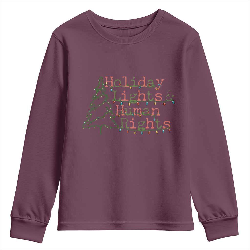 Xmas Holiday Lights And Human Rights Youth Sweatshirt Equality Supporter Gift - Wonder Print Shop