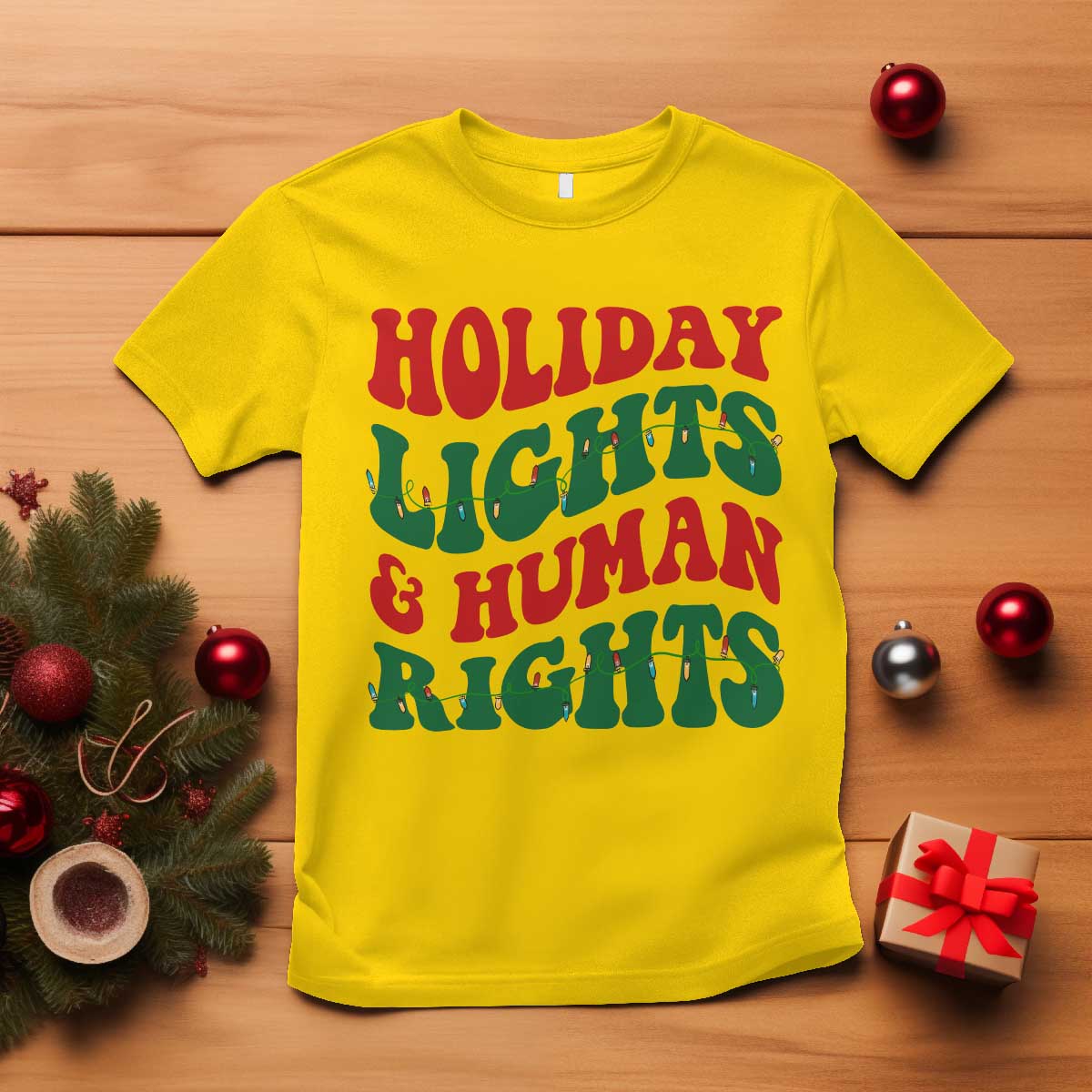 Holiday Lights And Human Rights T Shirt Supporter Gift For Civil Rights - Wonder Print Shop