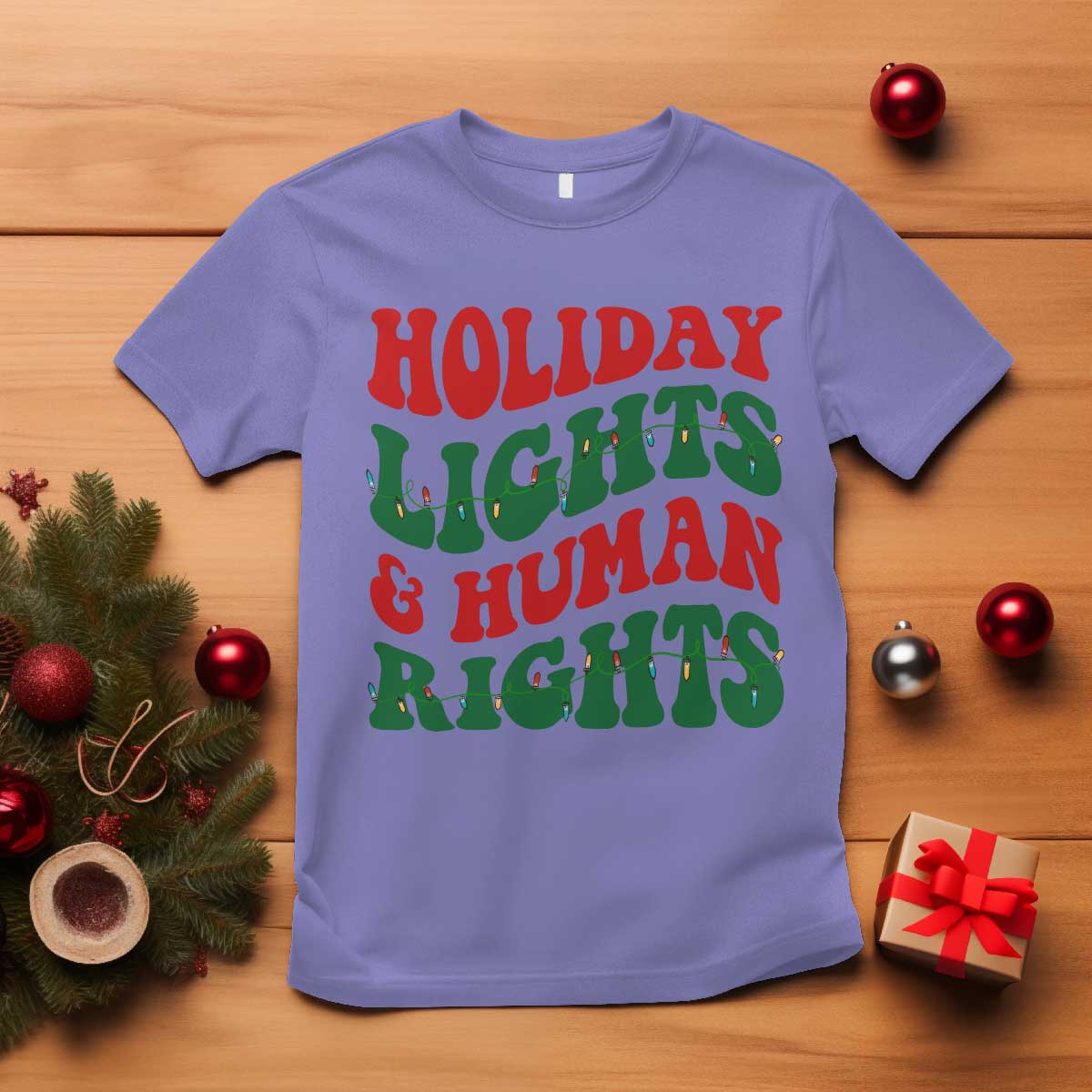Holiday Lights And Human Rights T Shirt Supporter Gift For Civil Rights - Wonder Print Shop