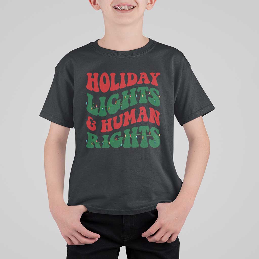 Holiday Lights And Human Rights T Shirt For Kid Supporter Gift For Civil Rights - Wonder Print Shop