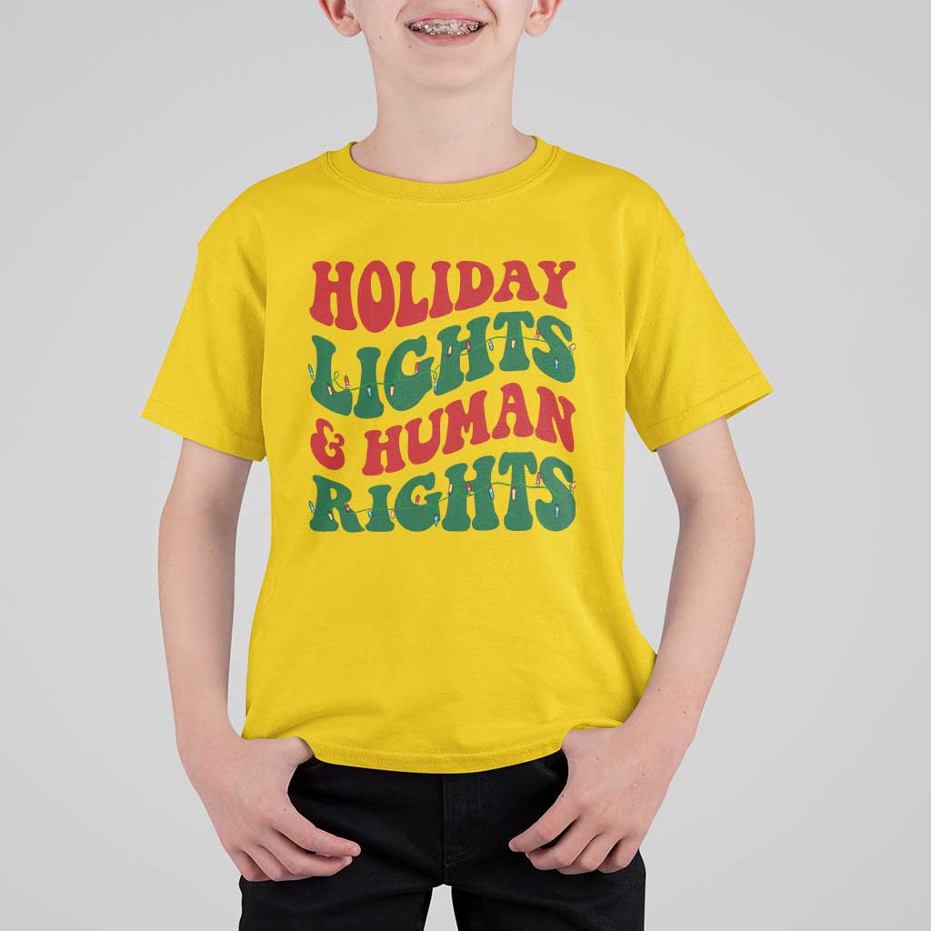Holiday Lights And Human Rights T Shirt For Kid Supporter Gift For Civil Rights - Wonder Print Shop