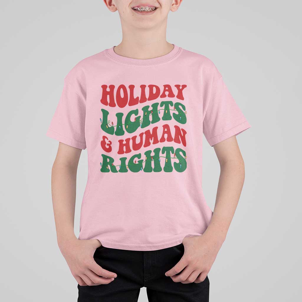 Holiday Lights And Human Rights T Shirt For Kid Supporter Gift For Civil Rights - Wonder Print Shop