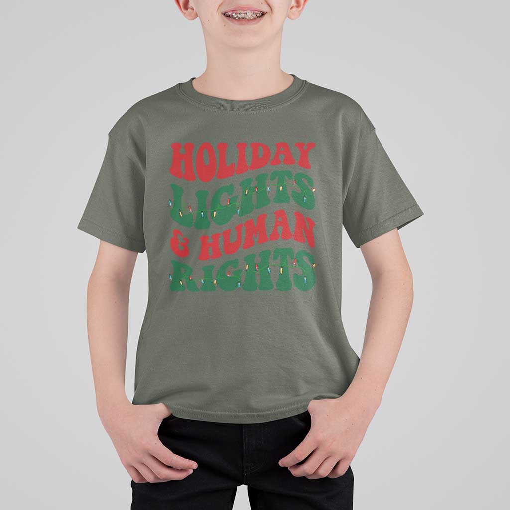 Holiday Lights And Human Rights T Shirt For Kid Supporter Gift For Civil Rights - Wonder Print Shop