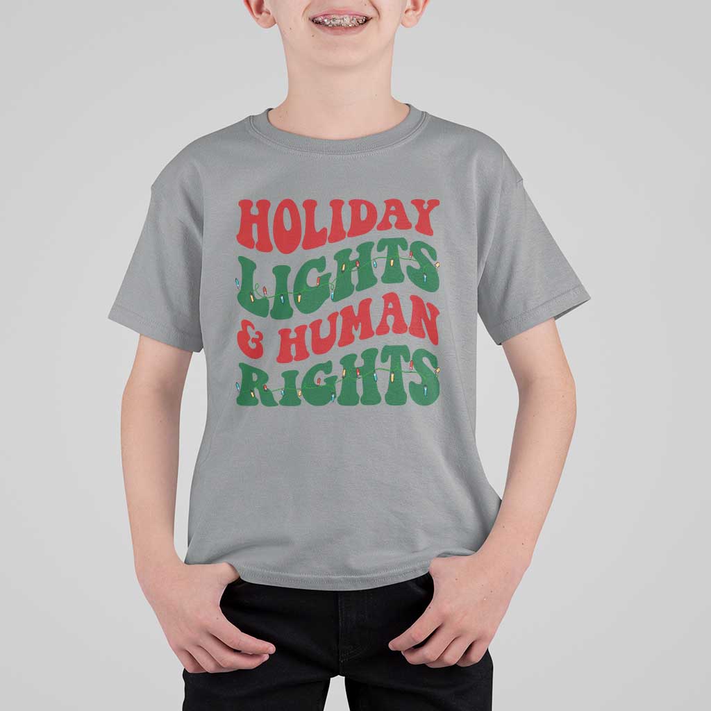 Holiday Lights And Human Rights T Shirt For Kid Supporter Gift For Civil Rights - Wonder Print Shop