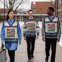 Holiday Lights And Human Rights V-Neck Knit Sweater Vest Supporter Gift For Civil Rights - Wonder Print Shop