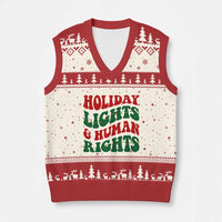Holiday Lights And Human Rights V-Neck Knit Sweater Vest Supporter Gift For Civil Rights - Wonder Print Shop