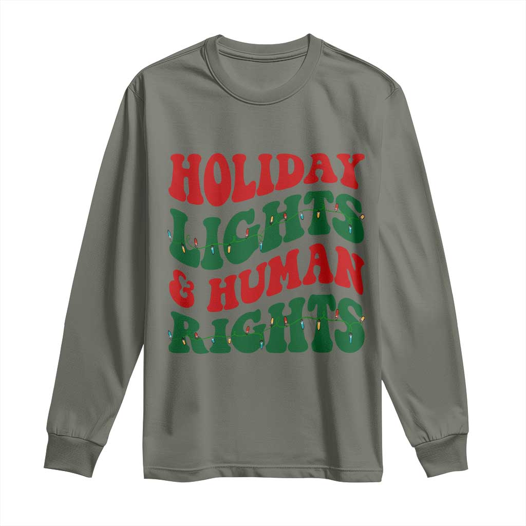 Holiday Lights And Human Rights Long Sleeve Shirt Supporter Gift For Civil Rights - Wonder Print Shop