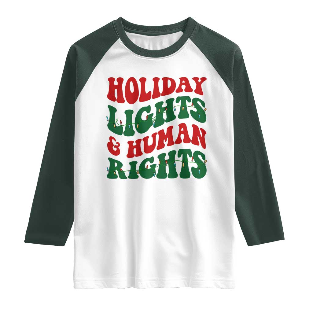 Holiday Lights And Human Rights Raglan Shirt Supporter Gift For Civil Rights - Wonder Print Shop