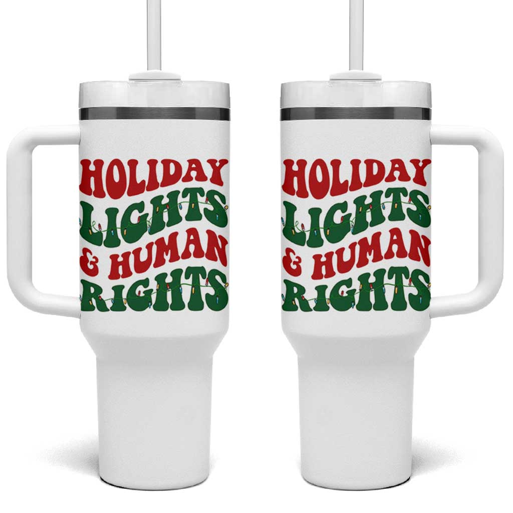Holiday Lights And Human Rights Tumbler With Handle Supporter Gift For Civil Rights - Wonder Print Shop