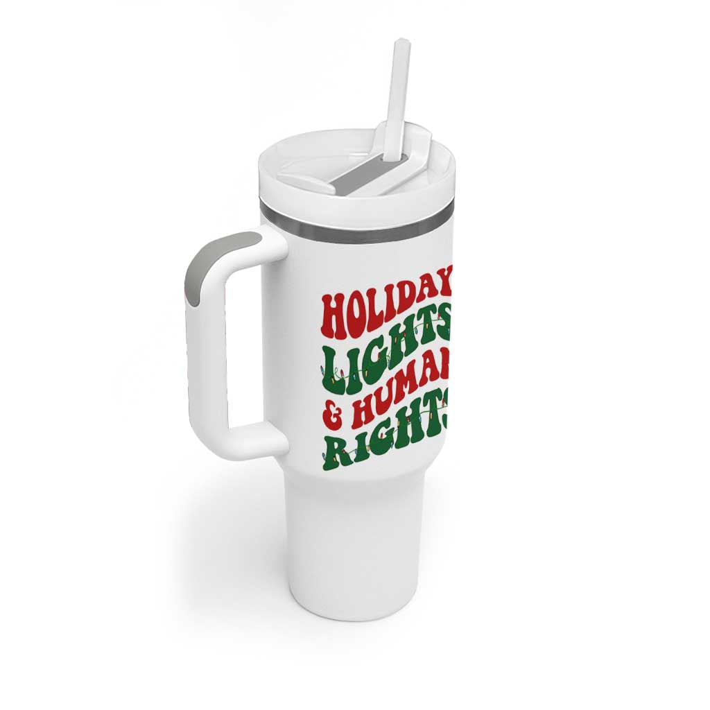 Holiday Lights And Human Rights Tumbler With Handle Supporter Gift For Civil Rights - Wonder Print Shop