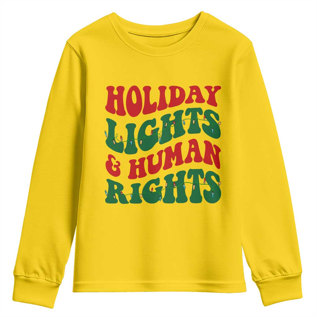 Holiday Lights And Human Rights Youth Sweatshirt Supporter Gift For Civil Rights - Wonder Print Shop