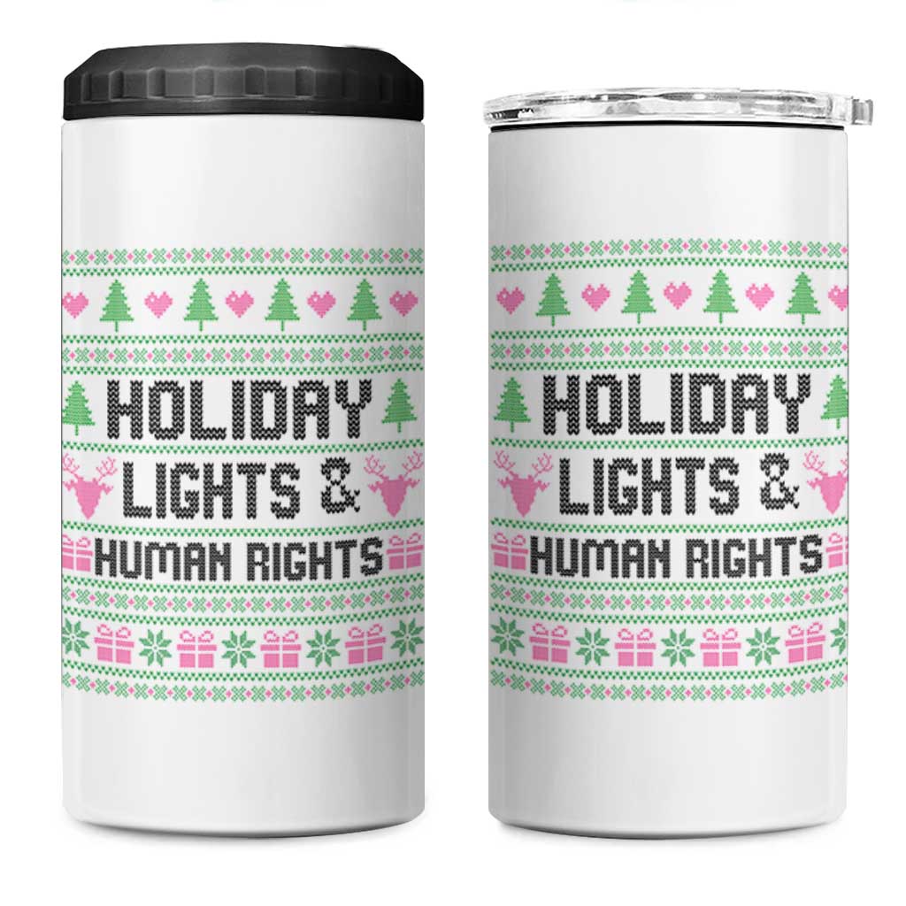 Christmas Lights For Human Rights 4 in 1 Can Cooler Tumbler Equality Supporter Gift - Wonder Print Shop