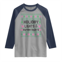 Christmas Lights For Human Rights Raglan Shirt Equality Supporter Gift - Wonder Print Shop