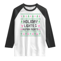 Christmas Lights For Human Rights Raglan Shirt Equality Supporter Gift - Wonder Print Shop