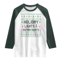 Christmas Lights For Human Rights Raglan Shirt Equality Supporter Gift - Wonder Print Shop