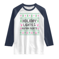 Christmas Lights For Human Rights Raglan Shirt Equality Supporter Gift - Wonder Print Shop