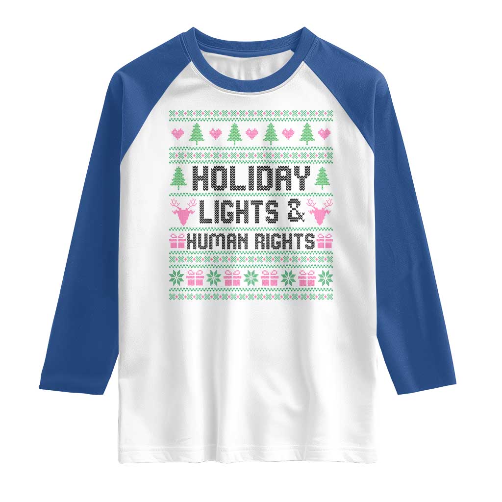 Christmas Lights For Human Rights Raglan Shirt Equality Supporter Gift - Wonder Print Shop