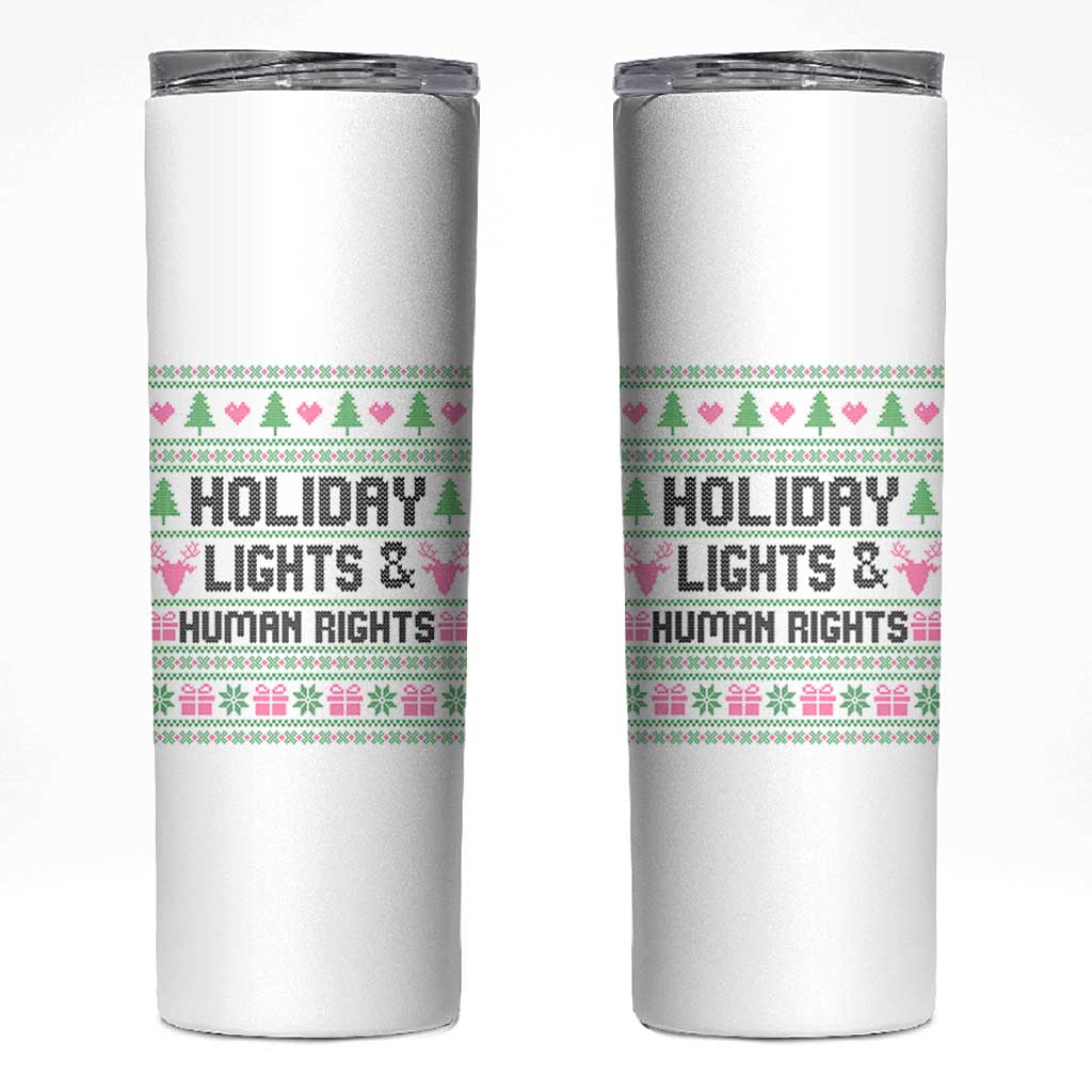 Christmas Lights For Human Rights Skinny Tumbler Equality Supporter Gift - Wonder Print Shop
