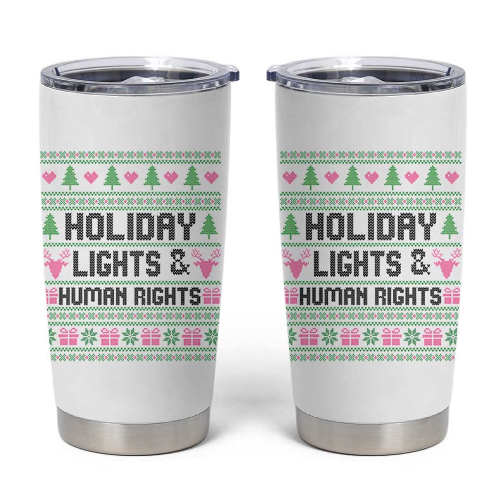 Christmas Lights For Human Rights Tumbler Cup Equality Supporter Gift - Wonder Print Shop