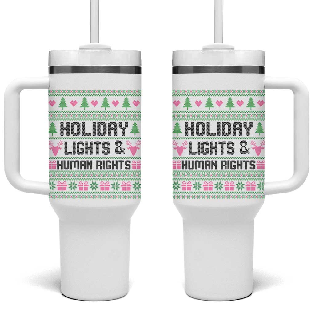 Christmas Lights For Human Rights Tumbler With Handle Equality Supporter Gift - Wonder Print Shop