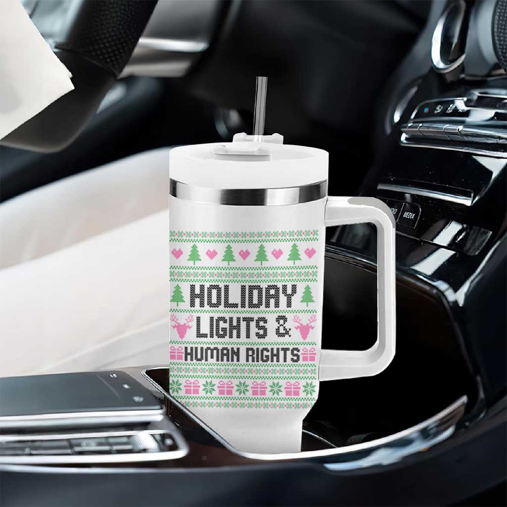 Christmas Lights For Human Rights Tumbler With Handle Equality Supporter Gift - Wonder Print Shop