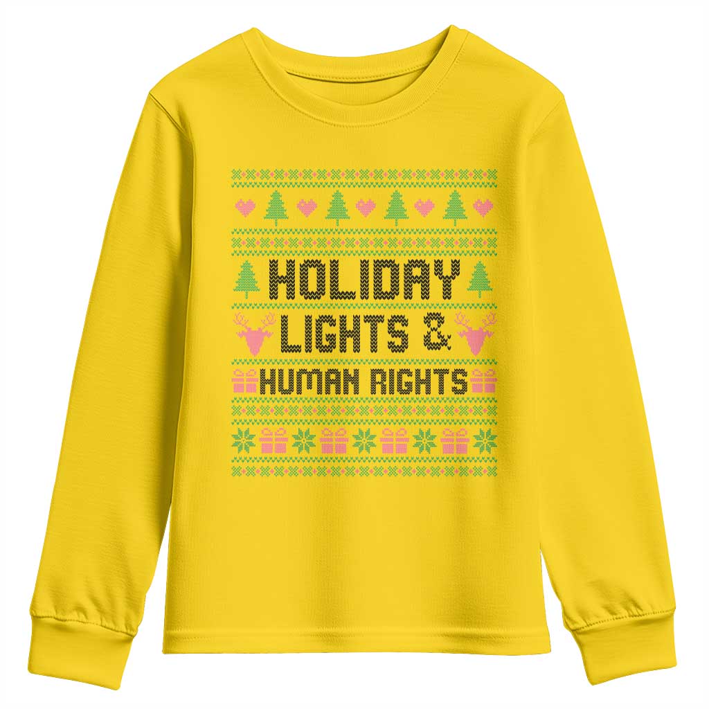 Christmas Lights For Human Rights Youth Sweatshirt Equality Supporter Gift - Wonder Print Shop