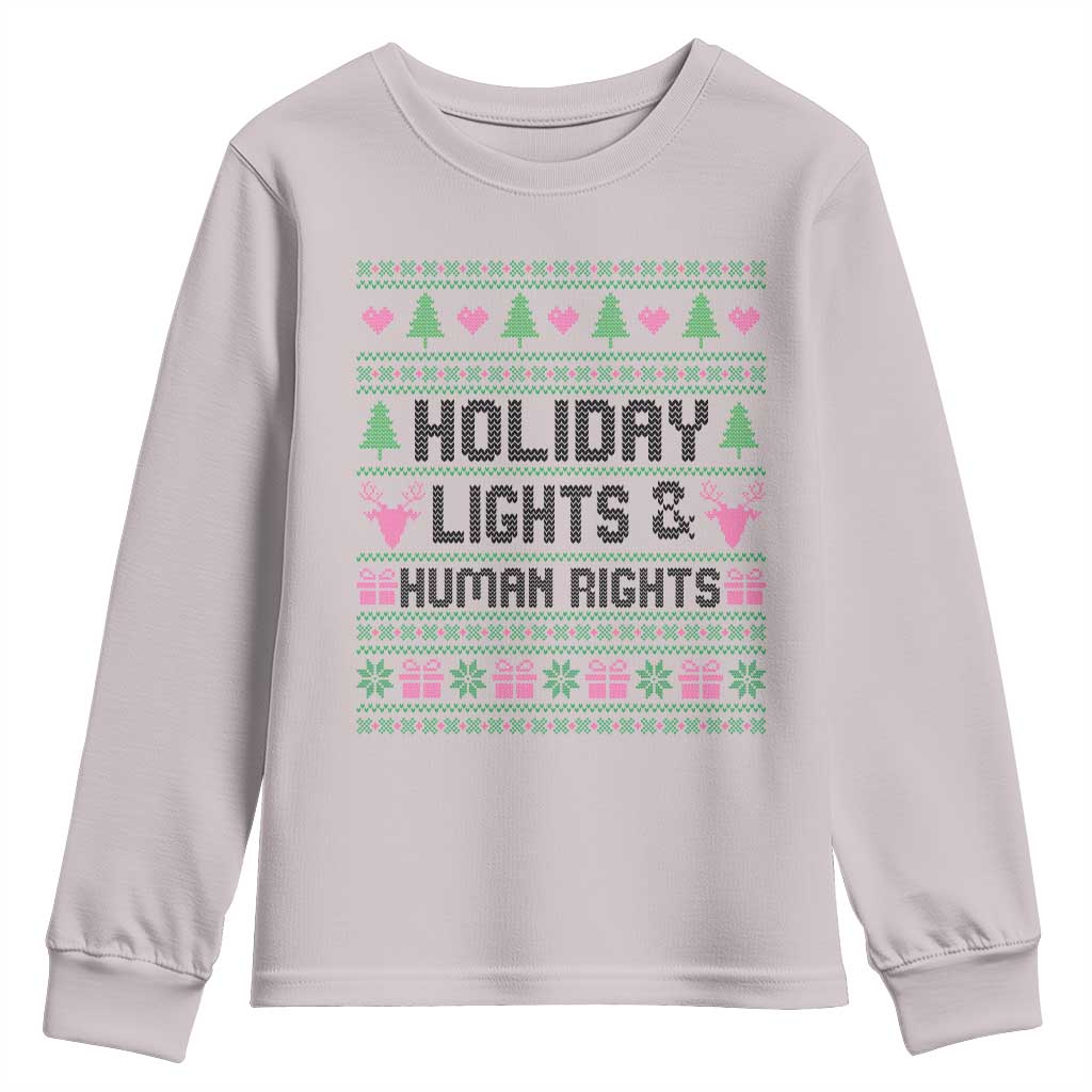 Christmas Lights For Human Rights Youth Sweatshirt Equality Supporter Gift - Wonder Print Shop