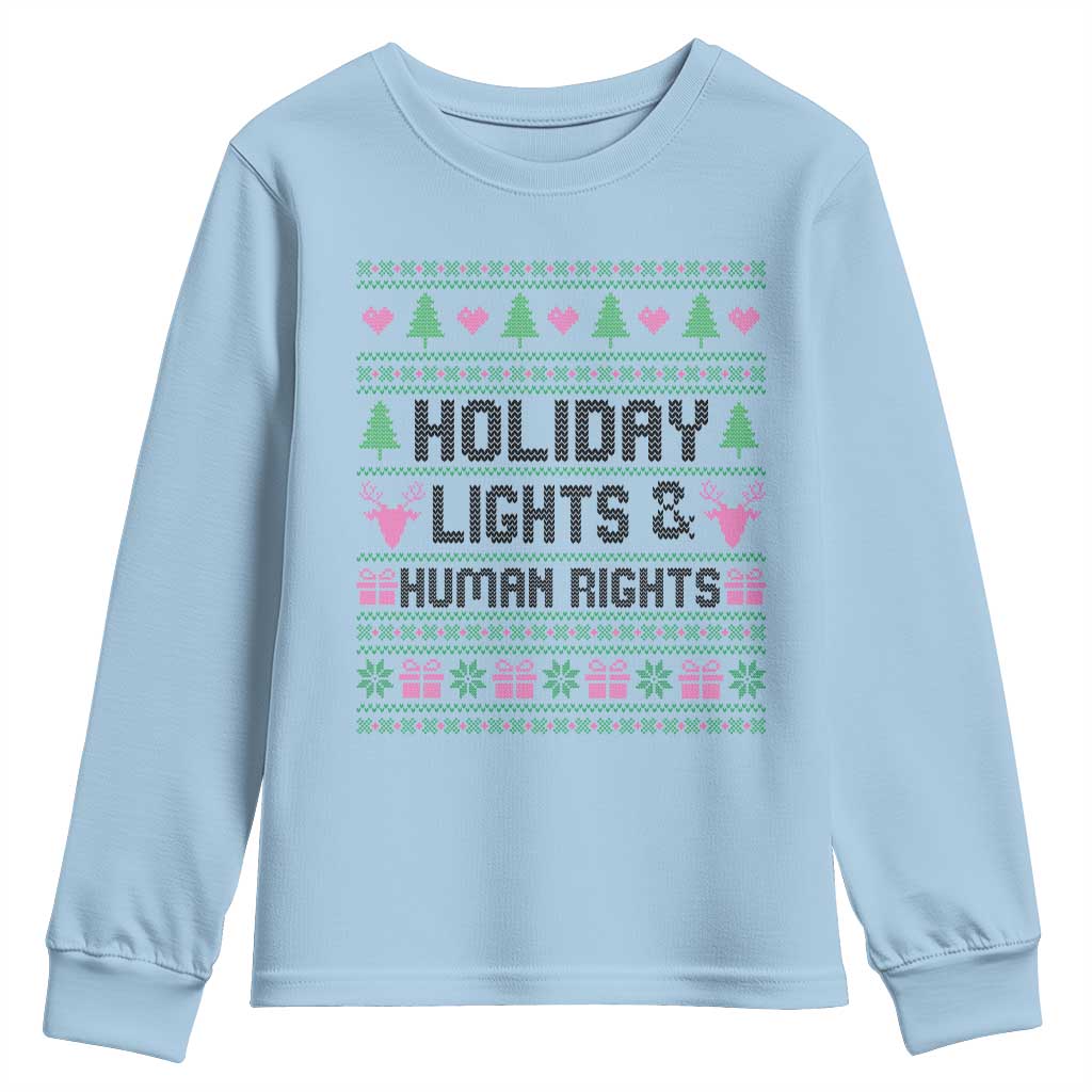 Christmas Lights For Human Rights Youth Sweatshirt Equality Supporter Gift - Wonder Print Shop