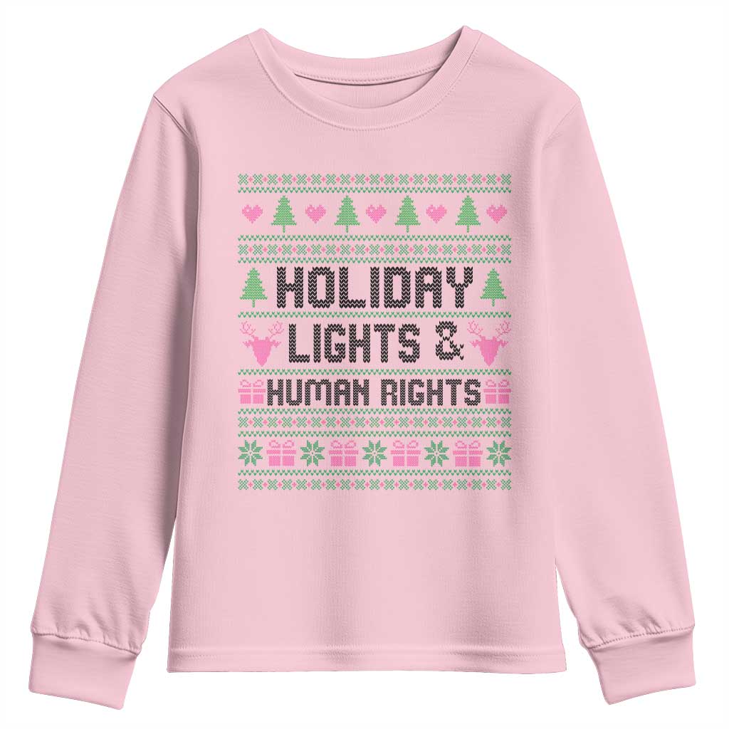 Christmas Lights For Human Rights Youth Sweatshirt Equality Supporter Gift - Wonder Print Shop