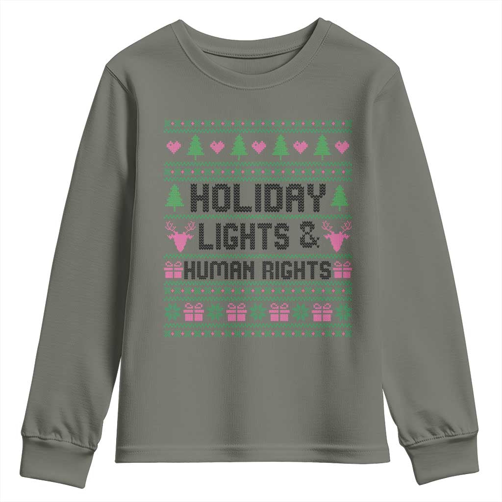 Christmas Lights For Human Rights Youth Sweatshirt Equality Supporter Gift - Wonder Print Shop