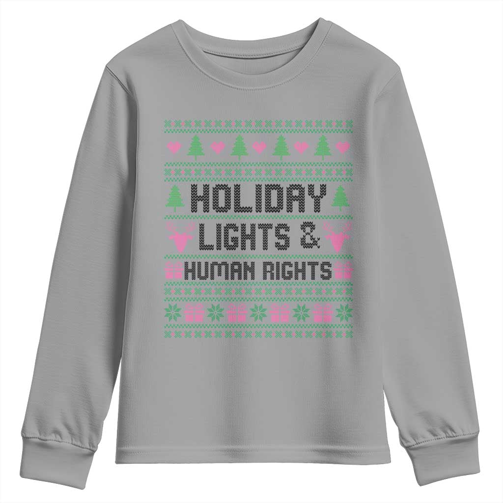 Christmas Lights For Human Rights Youth Sweatshirt Equality Supporter Gift - Wonder Print Shop