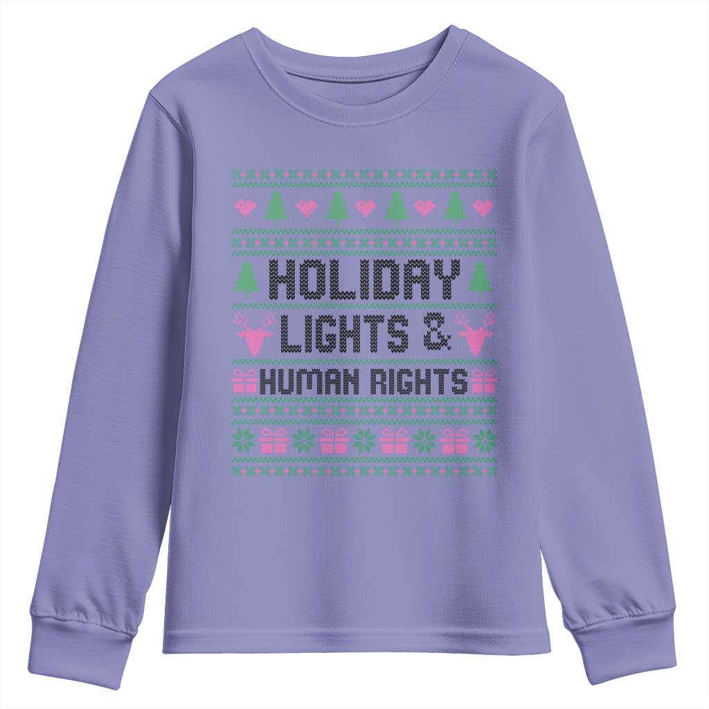 Christmas Lights For Human Rights Youth Sweatshirt Equality Supporter Gift - Wonder Print Shop