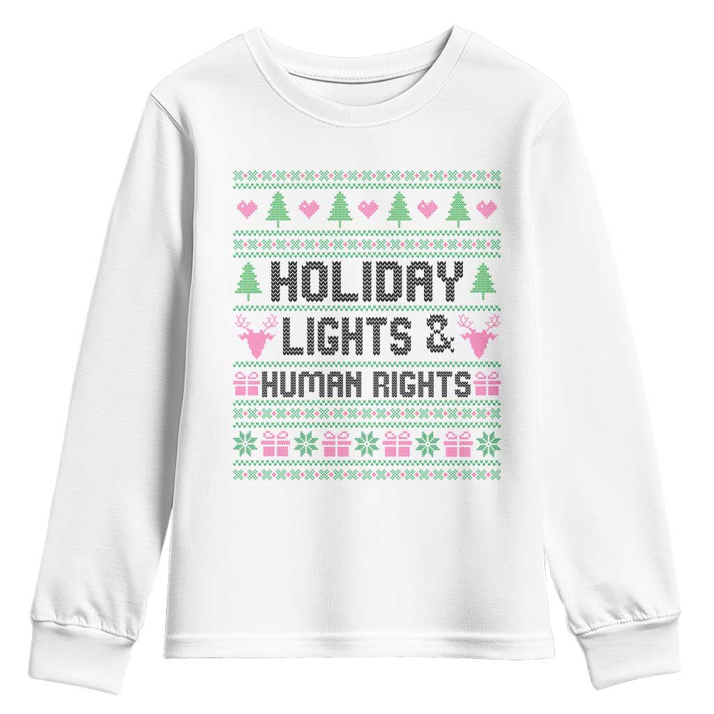 Christmas Lights For Human Rights Youth Sweatshirt Equality Supporter Gift - Wonder Print Shop