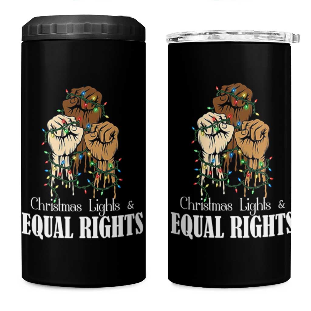 Christmas Lights And Equal Rights 4 in 1 Can Cooler Tumbler Diversity Xmas Gift - Wonder Print Shop