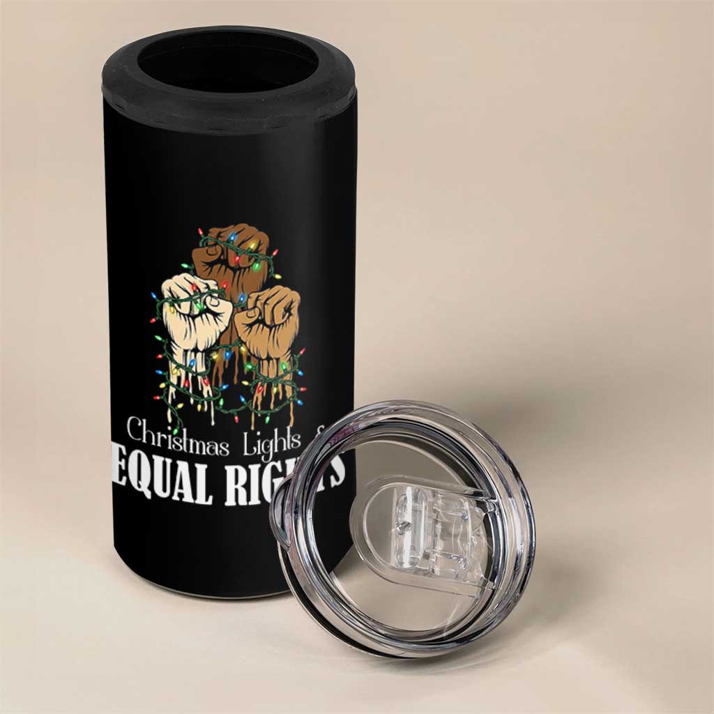 Christmas Lights And Equal Rights 4 in 1 Can Cooler Tumbler Diversity Xmas Gift - Wonder Print Shop