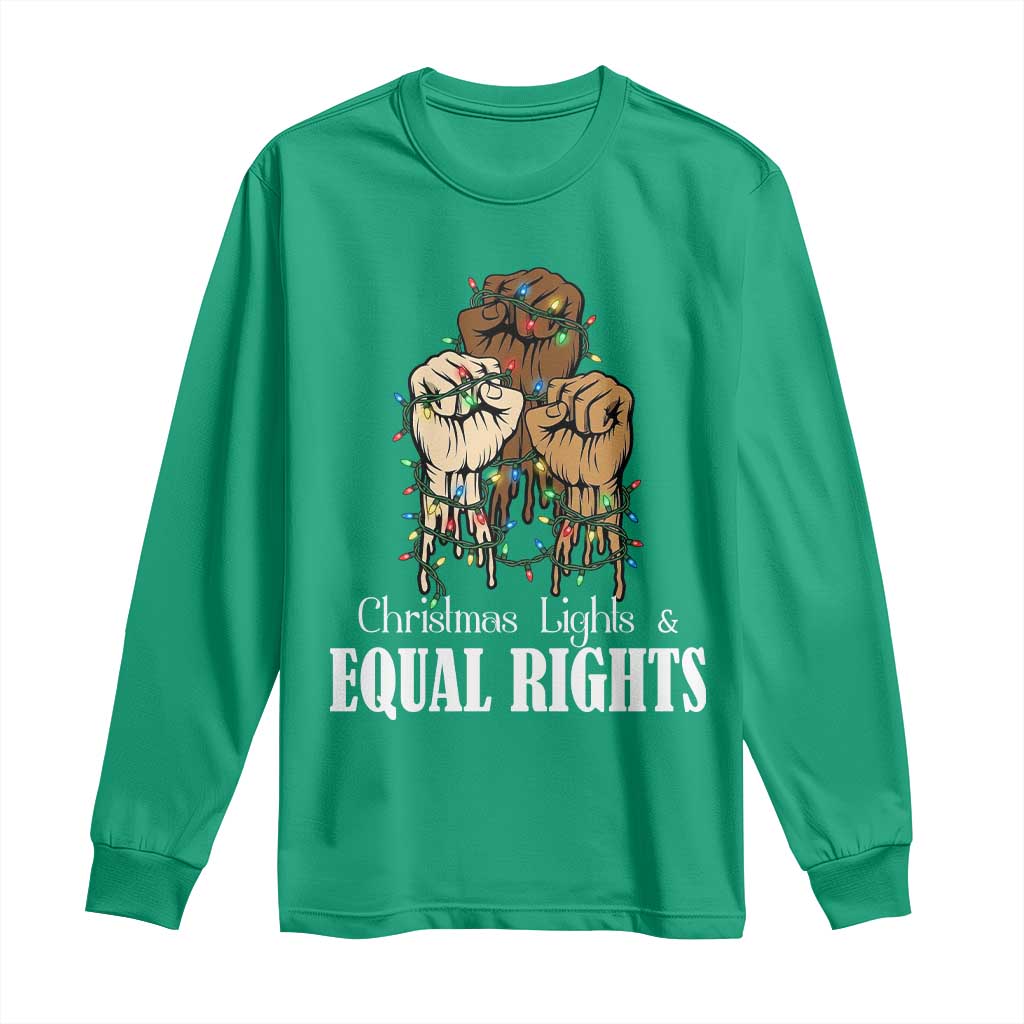 Christmas Lights And Equal Rights Long Sleeve Shirt Diversity Xmas Gift - Wonder Print Shop