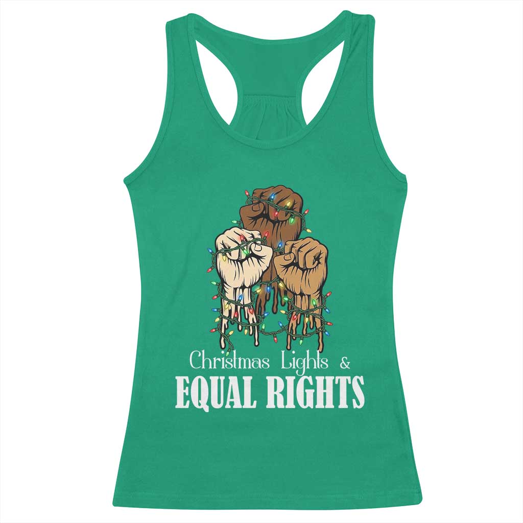 Christmas Lights And Equal Rights Racerback Tank Top Diversity Xmas Gift - Wonder Print Shop