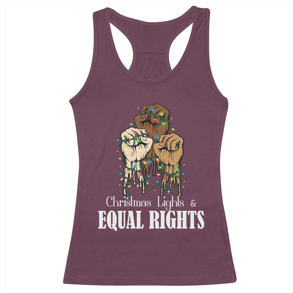 Christmas Lights And Equal Rights Racerback Tank Top Diversity Xmas Gift - Wonder Print Shop