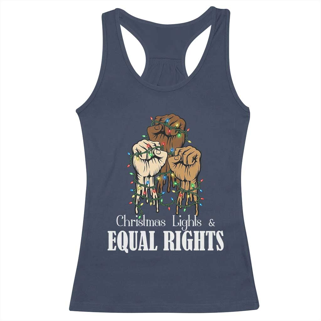 Christmas Lights And Equal Rights Racerback Tank Top Diversity Xmas Gift - Wonder Print Shop