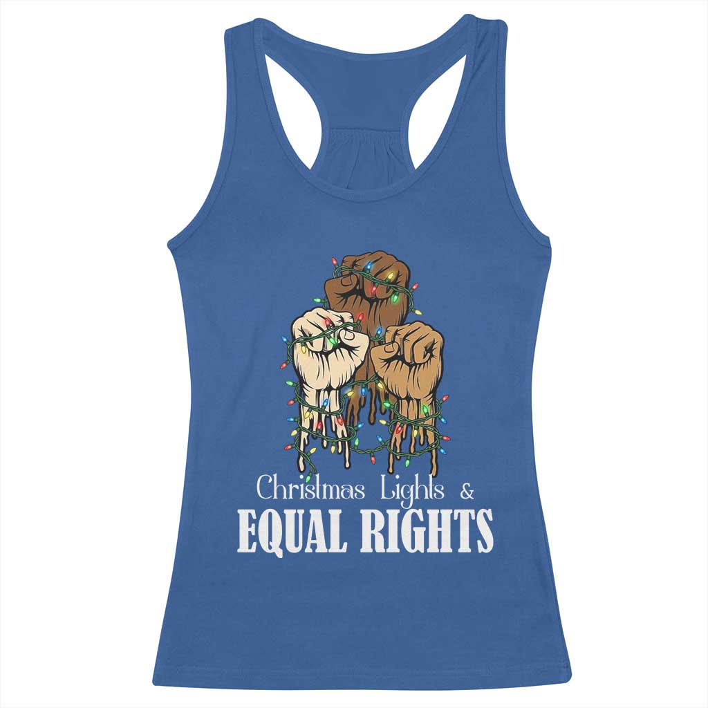 Christmas Lights And Equal Rights Racerback Tank Top Diversity Xmas Gift - Wonder Print Shop